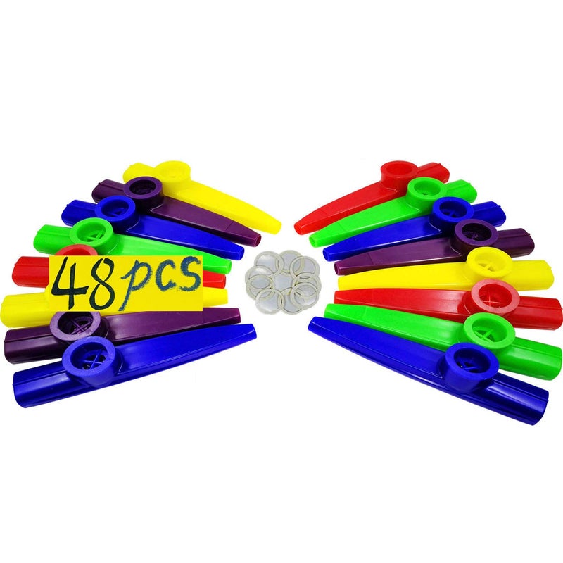 Fartime 48Pcs Plastic Kazoos With 40Pcs Kazoo Flute Diaphragms,Musical Instruments,Good Gift for Kids,A Good Companion for Ukulele, Violin, Guitar,Piano Keyboard. - Image 1